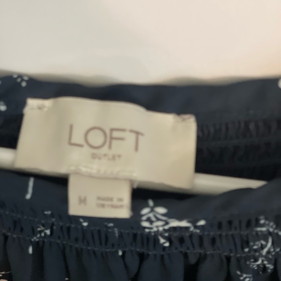 Loft Outlet SZ M Elastic Neckline Short Sleeve Blouse - Picture 5 of 10